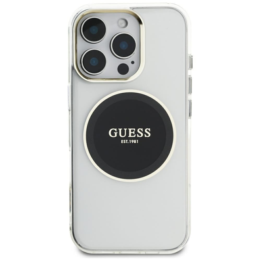 Etui MagSafe dla Apple iPhone 16 Pro Max, Guess, IML Metal Colored Circle, Czarne