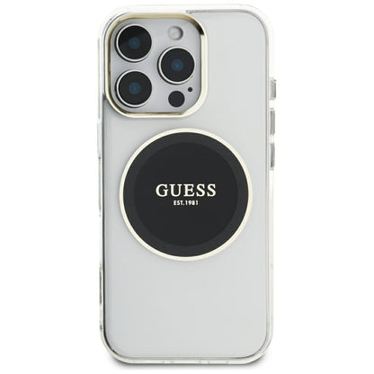 Etui MagSafe dla Apple iPhone 16 Pro Max, Guess, IML Metal Colored Circle, Czarne