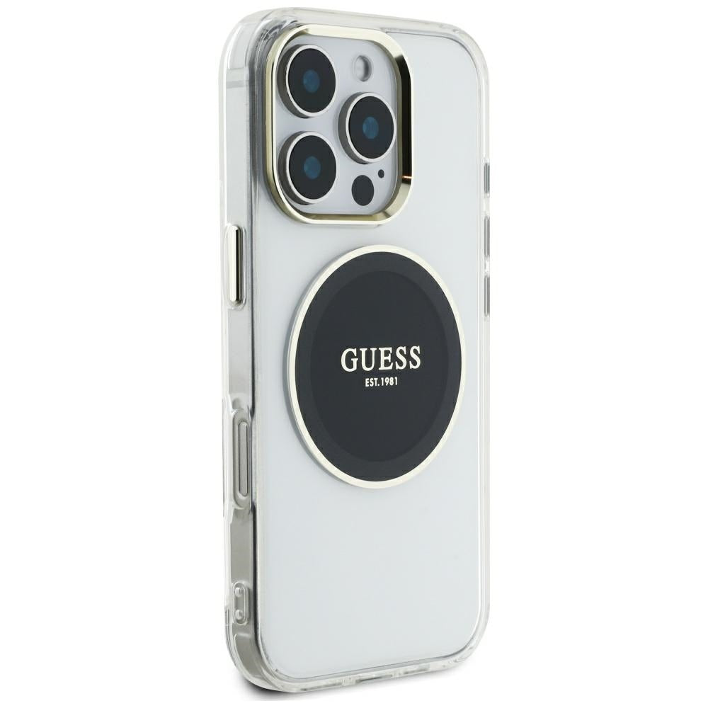 Etui MagSafe dla Apple iPhone 16 Pro Max, Guess, IML Metal Colored Circle, Czarne