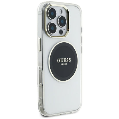 Etui MagSafe dla Apple iPhone 16 Pro Max, Guess, IML Metal Colored Circle, Czarne
