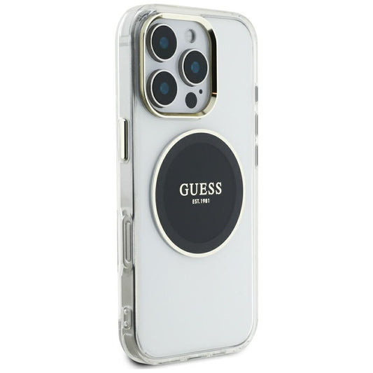 Etui MagSafe dla Apple iPhone 16 Pro Max, Guess, IML Metal Colored Circle, Czarne