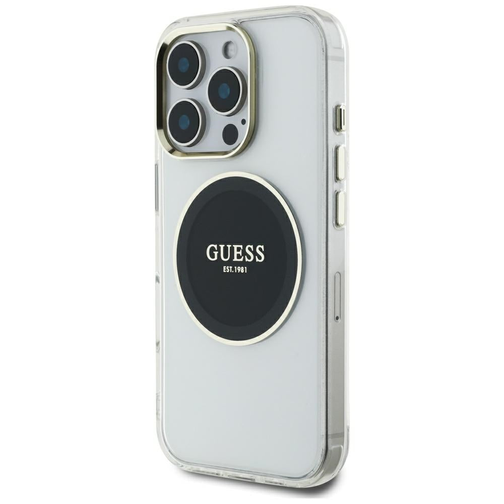 Etui MagSafe dla Apple iPhone 16 Pro Max, Guess, IML Metal Colored Circle, Czarne