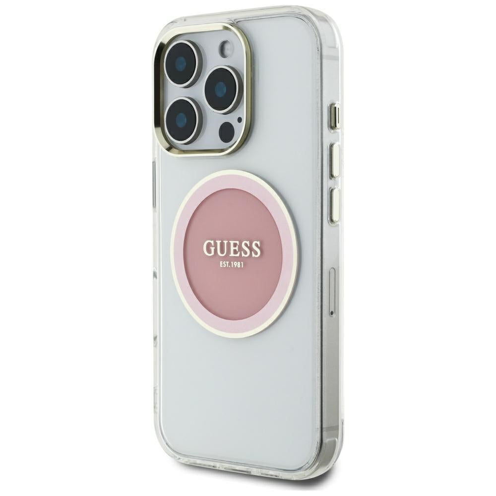 Etui MagSafe dla Apple iPhone 16 Pro Max, Guess, IML Metal Colored Circle, Różowy