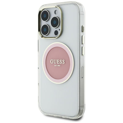 Etui MagSafe dla Apple iPhone 16 Pro Max, Guess, IML Metal Colored Circle, Różowy