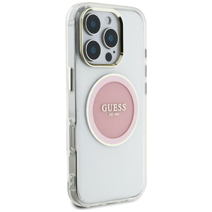 Etui MagSafe dla Apple iPhone 16 Pro Max, Guess, IML Metal Colored Circle, Różowy