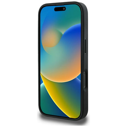 Etui MagSafe dla Apple iPhone 16 Pro Max, Guess, Peony Grained Hot Stamp Triangle, Czarne