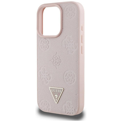 Etui MagSafe dla Apple iPhone 16 Pro Max, Guess, Peony Grained Hot Stamp Triangle, Różowy