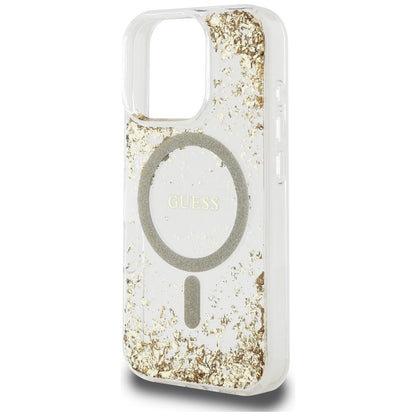 Etui MagSafe dla Apple iPhone 16 Pro Max, Guess, Resin Bottom Glitter, Złote