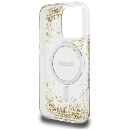 Etui MagSafe dla Apple iPhone 16 Pro Max, Guess, Resin Bottom Glitter, Złote