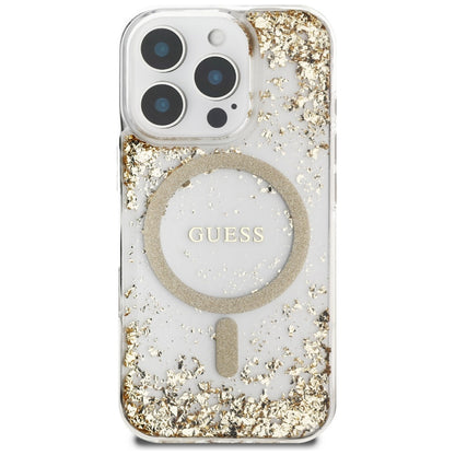 Etui MagSafe dla Apple iPhone 16 Pro Max, Guess, Resin Bottom Glitter, Złote