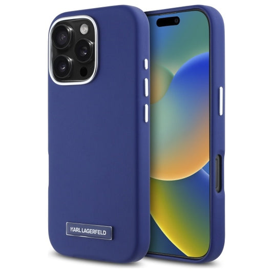 Etui MagSafe dla Apple iPhone 16 Pro Max, Karl Lagerfeld, FW Metal Plate, Niebieskie