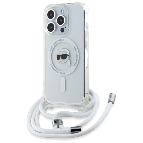 Etui MagSafe dla Apple iPhone 16 Pro Max, Karl Lagerfeld, IML Crossbody Karl's Head, Przezroczyste