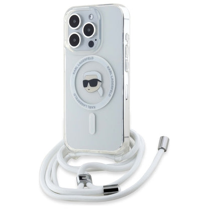 Etui MagSafe dla Apple iPhone 16 Pro Max, Karl Lagerfeld, IML Crossbody Karl's Head, Przezroczyste