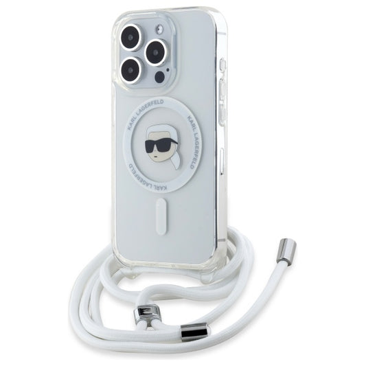 Etui MagSafe dla Apple iPhone 16 Pro Max, Karl Lagerfeld, IML Crossbody Karl's Head, Przezroczyste