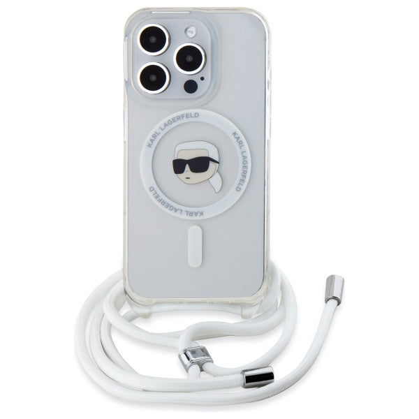 Etui MagSafe dla Apple iPhone 16 Pro Max, Karl Lagerfeld, IML Crossbody Karl's Head, Przezroczyste