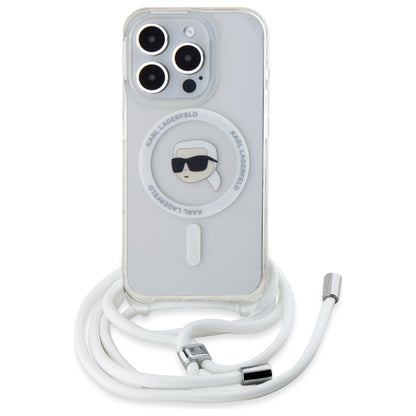Etui MagSafe dla Apple iPhone 16 Pro Max, Karl Lagerfeld, IML Crossbody Karl's Head, Przezroczyste