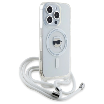 Etui MagSafe dla Apple iPhone 16 Pro Max, Karl Lagerfeld, IML Crossbody Karl's Head, Przezroczyste