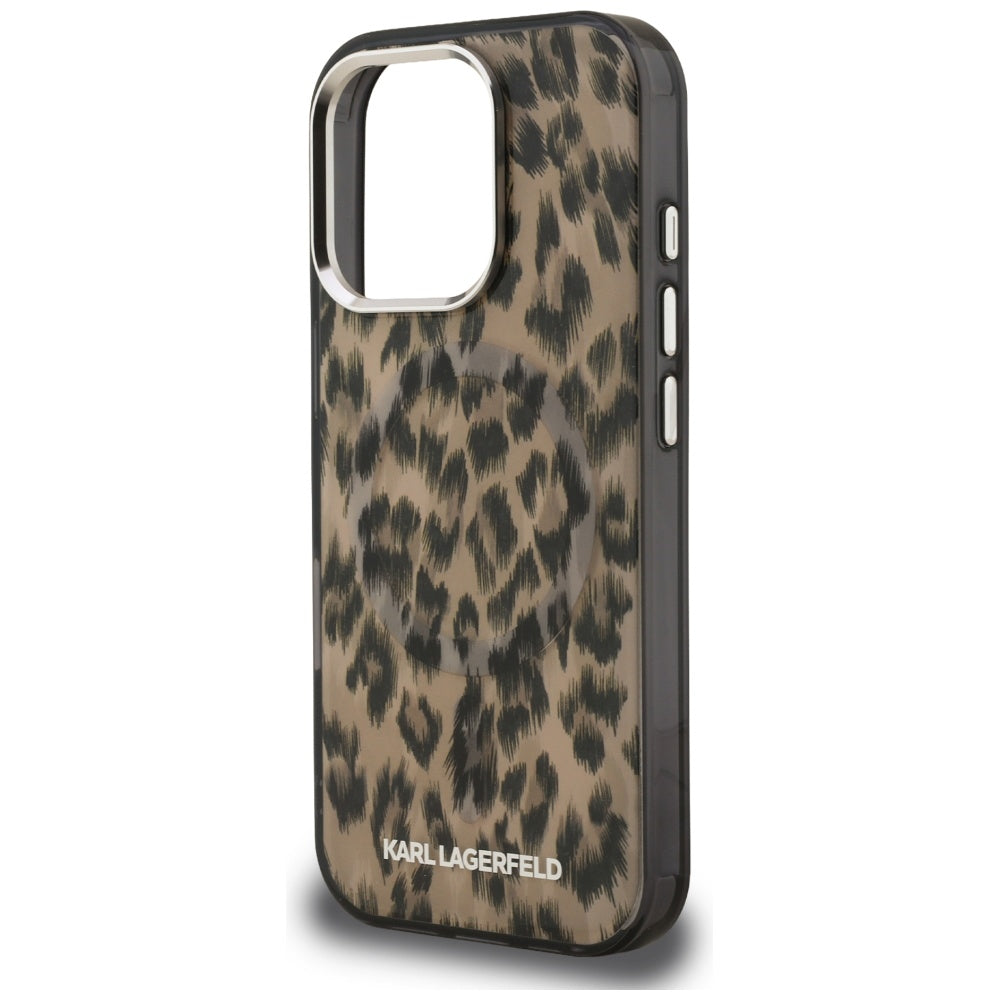 Etui MagSafe dla Apple iPhone 16 Pro Max, Karl Lagerfeld, Wzór Leopard IML, Brązowy