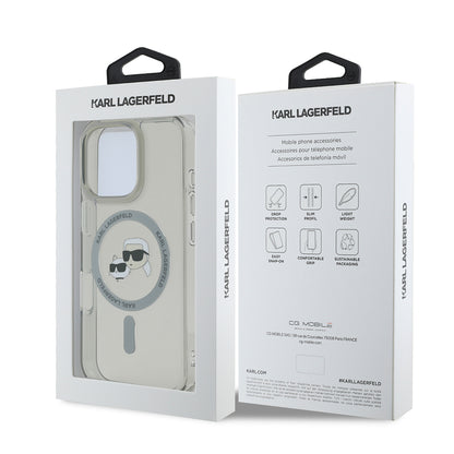 Etui MagSafe dla Apple iPhone 16 Pro Max, Karl Lagerfeld, IML Metal Karl & Choupette's Heads, Czarne