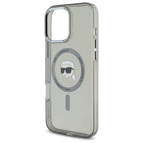 Etui MagSafe dla Apple iPhone 16 Pro Max, Karl Lagerfeld, IML Metal Karl's Head, Czarne