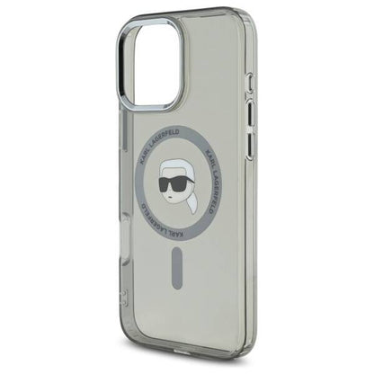 Etui MagSafe dla Apple iPhone 16 Pro Max, Karl Lagerfeld, IML Metal Karl's Head, Czarne