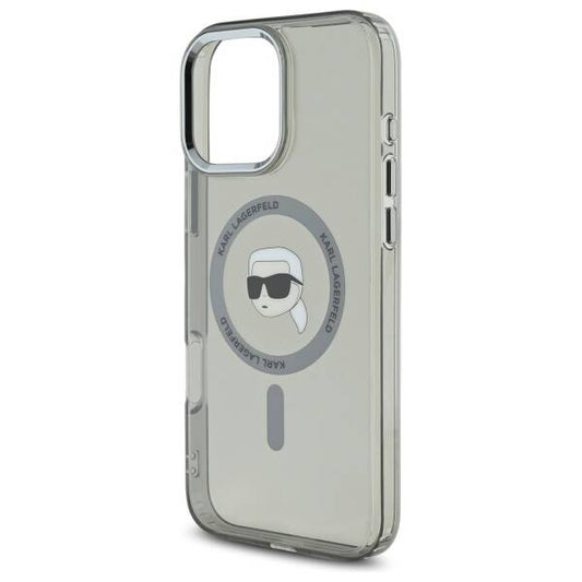 Etui MagSafe dla Apple iPhone 16 Pro Max, Karl Lagerfeld, IML Metal Karl's Head, Czarne