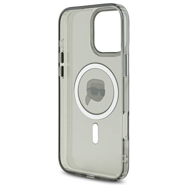 Etui MagSafe dla Apple iPhone 16 Pro Max, Karl Lagerfeld, IML Metal Karl's Head, Czarne