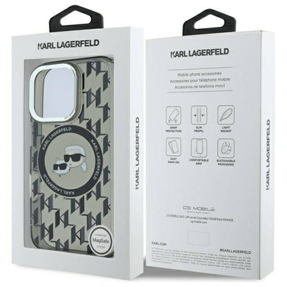 Etui MagSafe dla Apple iPhone 16 Pro Max, Karl Lagerfeld, IML Monogram Karl & Choupette's Heads, Czarne