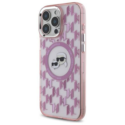 MagSafe Case for Apple iPhone 16 Pro Max, Karl Lagerfeld, IML Monogram Karl & Choupette's Heads, Pink