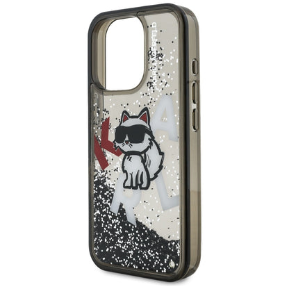 Etui MagSafe dla Apple iPhone 16 Pro Max, Karl Lagerfeld, Liquid Glitter Choupette Logo, Czarne
