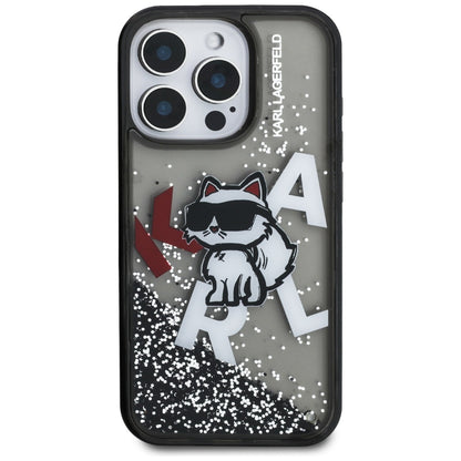 Etui MagSafe dla Apple iPhone 16 Pro Max, Karl Lagerfeld, Liquid Glitter Choupette Logo, Czarne