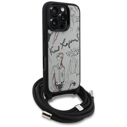 Etui MagSafe dla Apple iPhone 16 Pro Max, Karl Lagerfeld, Saffiano Crossbody, Szare