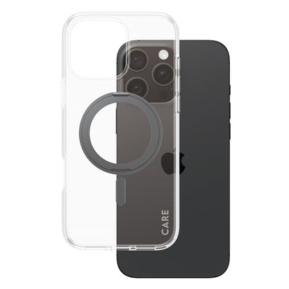 Etui MagSafe dla Apple iPhone 16 Pro Max, PanzerGlass, z funkcją podstawki, Czarne Przezroczyste