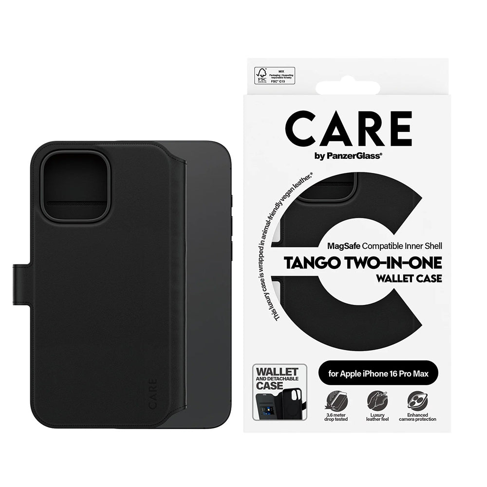 Etui MagSafe dla Apple iPhone 16 Pro Max, PanzerGlass, Care Feature Tango Two-in-One, Czarne