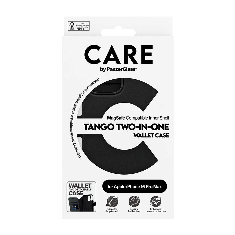 Etui MagSafe dla Apple iPhone 16 Pro Max, PanzerGlass, Care Feature Tango Two-in-One, Czarne