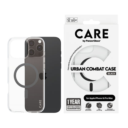 Etui MagSafe dla Apple iPhone 16 Pro Max, PanzerGlass, Care Urban Combat, Czarne Przezroczyste