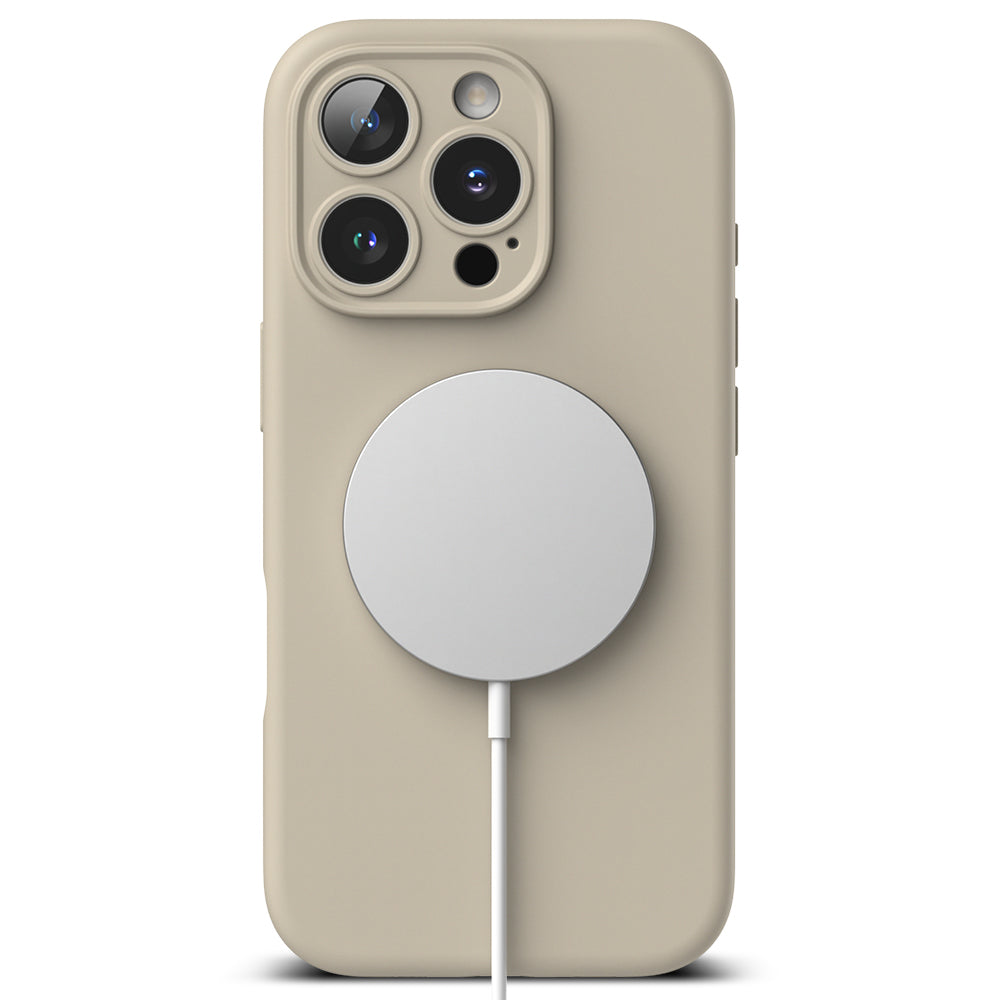 Etui MagSafe do Apple iPhone 16 Pro Max, Ringke, silikonowe, kremowe