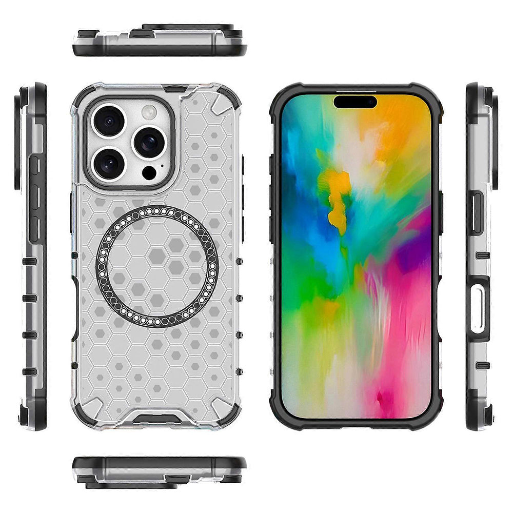 Etui MagSafe do Apple iPhone 16 Pro Max, Techsuit, HoneyComb Shield, Białe