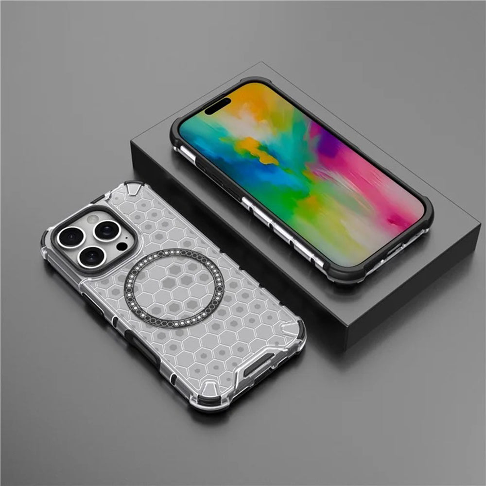 Etui MagSafe do Apple iPhone 16 Pro Max, Techsuit, HoneyComb Shield, Białe