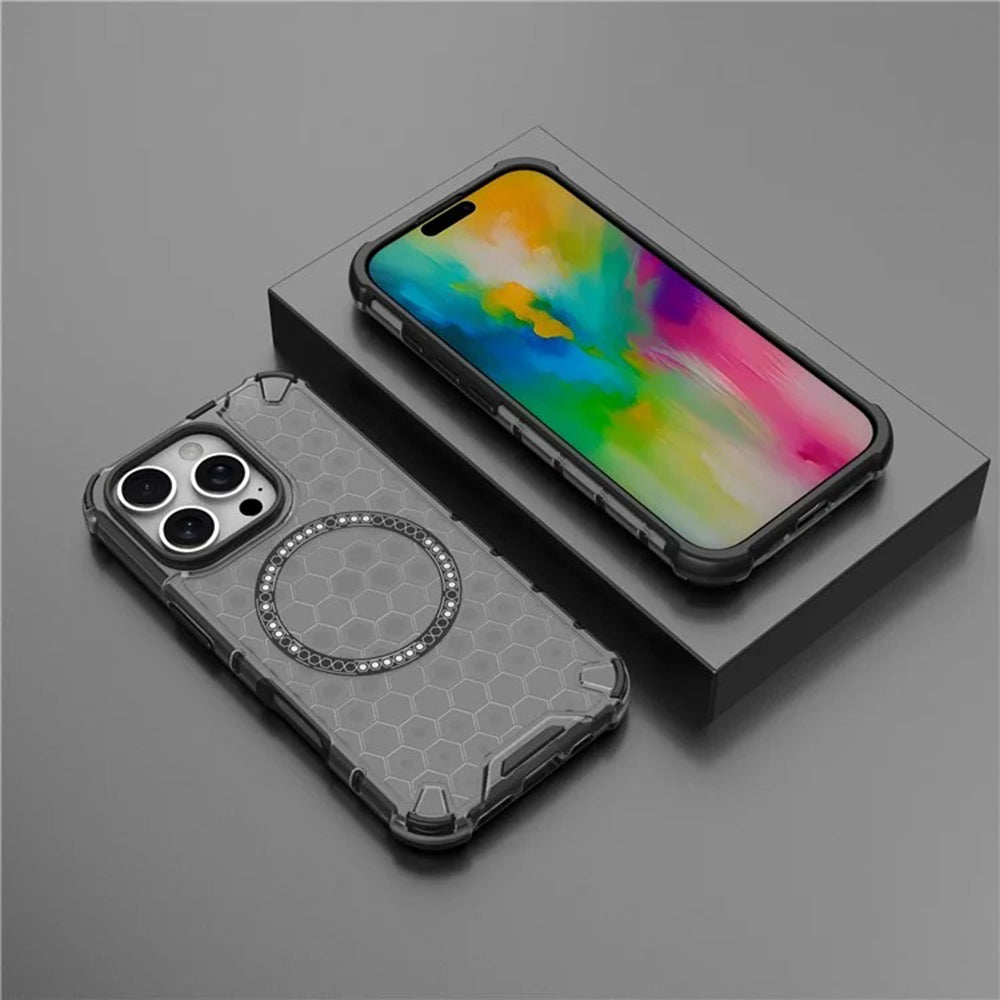 Etui MagSafe do Apple iPhone 16 Pro Max, Techsuit, HoneyComb Shield, czarne