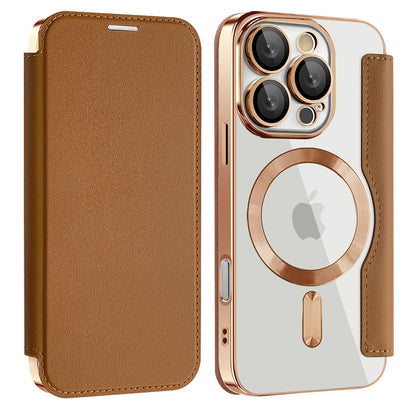 MagSafe Case for Apple iPhone 16 Pro Max, Techsuit, SmartMag Book, Brown