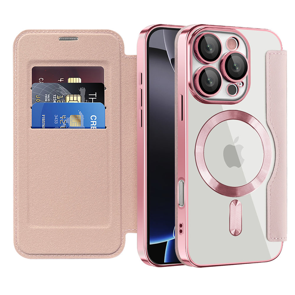 Etui MagSafe do Apple iPhone 16 Pro Max, Techsuit, SmartMag Book, Różowe