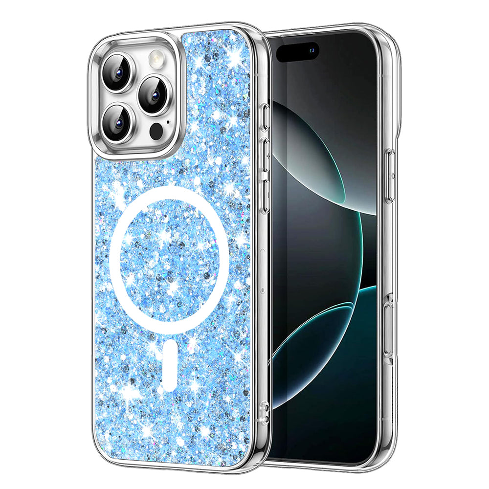 Etui MagSafe do Apple iPhone 16 Pro Max, Techsuit, Sparkly Glitter, Bleu
