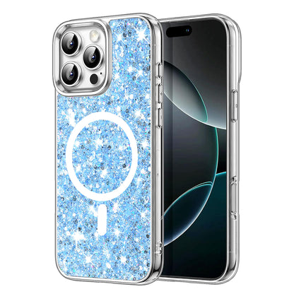 Etui MagSafe do Apple iPhone 16 Pro Max, Techsuit, Sparkly Glitter, Bleu