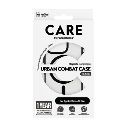 MagSafe Case for Apple iPhone 16 Pro, PanzerGlass, Urban Combat Care, Black Transparent
