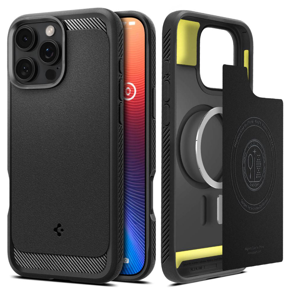 Etui MagSafe dla Apple iPhone 16 Pro, Spigen, Rugged Armor, Matowe Czarne ACS08115
