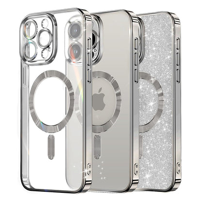 Etui MagSafe do Apple iPhone 16 Pro, Techsuit, Luxury Glitter, Srebrne