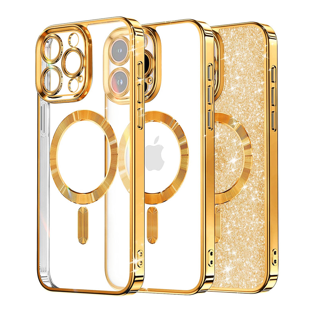 MagSafe Case for Apple iPhone 16 Pro, Techsuit, Luxury Glitter, Gold