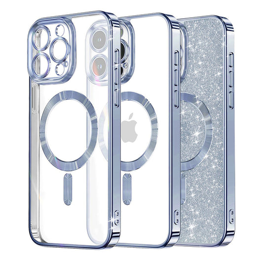 Etui MagSafe do Apple iPhone 16 Pro, Techsuit, Luxury Glitter, Bleu