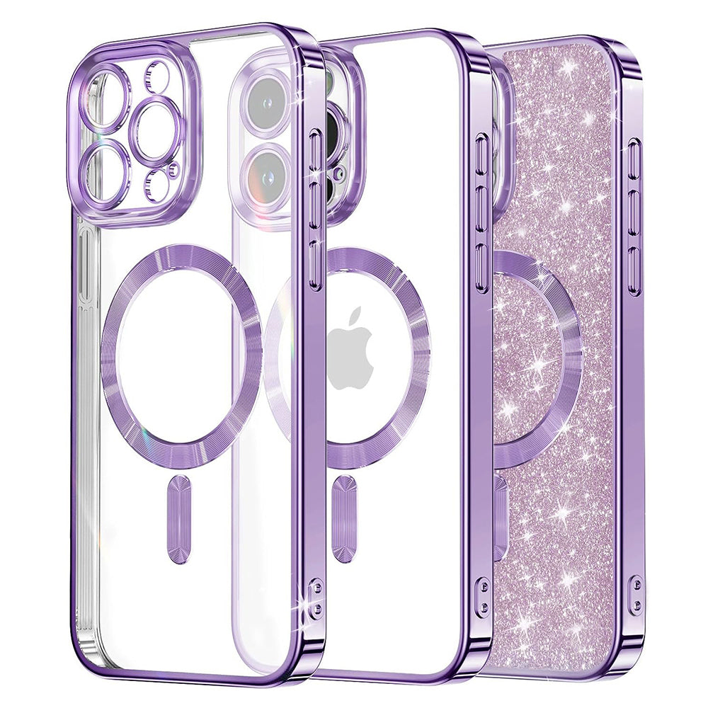 Etui MagSafe do Apple iPhone 16 Pro, Techsuit, Luxury Glitter, Jasny Fiolet